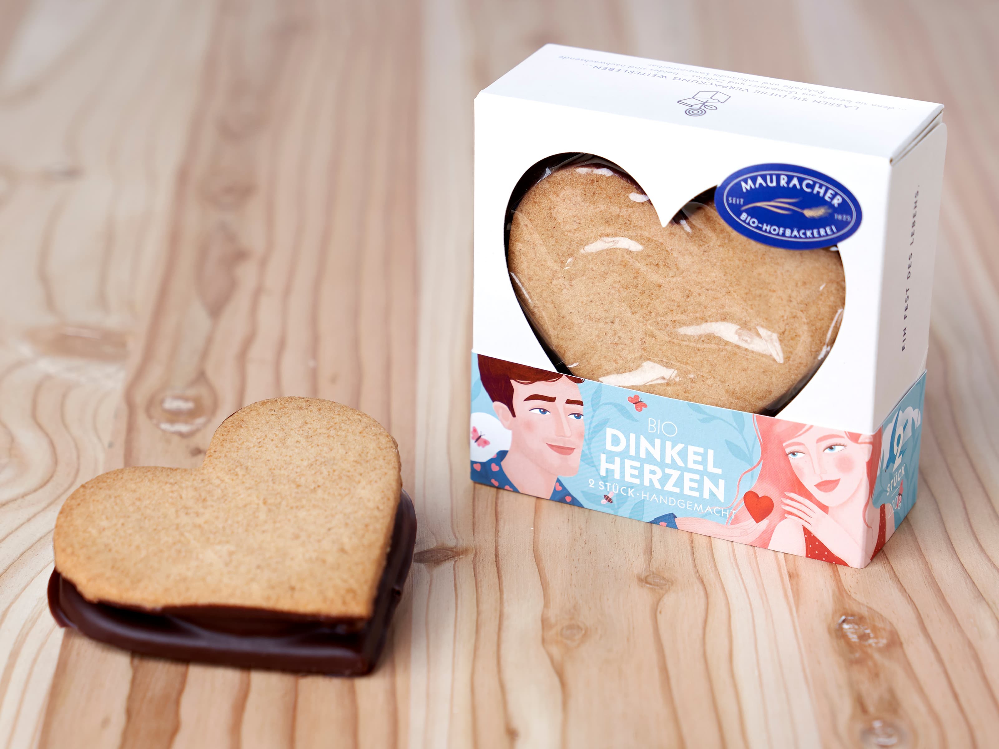 Dinkelherz gefüllt 2 Stk im Geschenkkarton